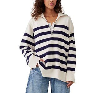 Free People Coastal Stripe Pullover- Womens